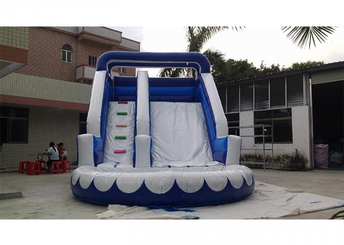Kleine blaue kommerzielle aufblasbare Wasserrutsche, iInflatable Wasserrutsche PVCs mit Pool