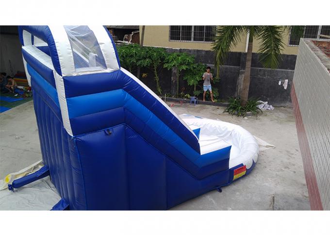 Kleine blaue kommerzielle aufblasbare Wasserrutsche, iInflatable Wasserrutsche PVCs mit Pool