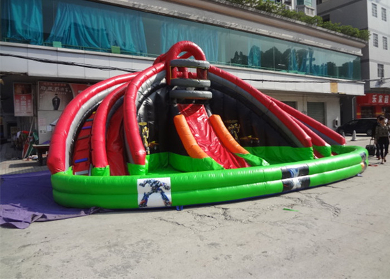 China 17 Fuß Rote/Grün-/Schwarz-große kommerzielle aufblasbare Dias für Kinderpartei fournisseur
