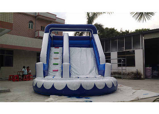China Kleine blaue kommerzielle aufblasbare Wasserrutsche, iInflatable Wasserrutsche PVCs mit Pool fournisseur