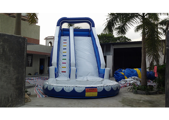 China Erwachsen-und Kinderspielplatz Commercia 0.55mm PVCs blaue riesige aufblasbare Wasserrutsche für Partei fournisseur