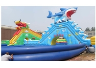 0.9MM PVC-Planen-großer Drache/Haifisch-aufblasbarer Wasser-Park mit großem blauem Swimmingpool