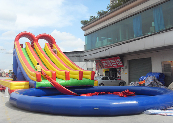 China Riesige aufblasbare Wasserrutsche Plato PVCs mit großem Swimmingpool, große aufblasbare Wasser-Spielwaren für Unterhaltung fournisseur
